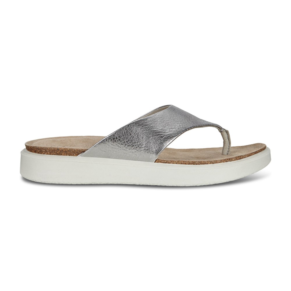 ECCO Womens Sandals Silver - Corksphere Thong - TUP-287564